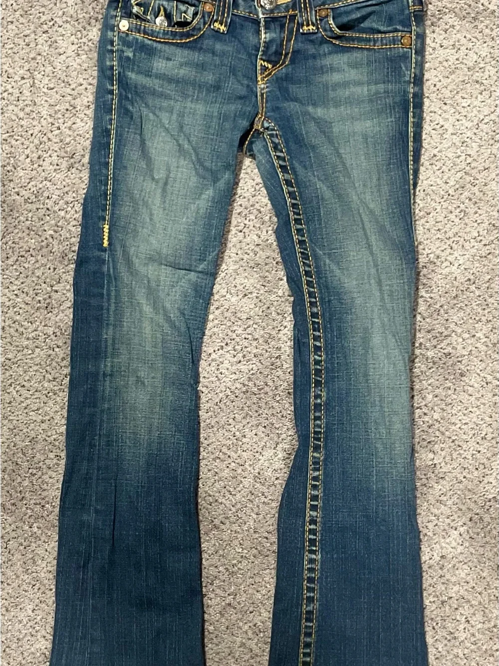 Vintage True Religion Becky Big T Bootcut Jeans Sz 25 Made in USA Y2K Low Rise - Picture 9 of 9